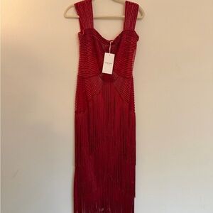Chic Backless Red Fringe Dress